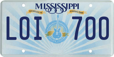 MS license plate LOI700