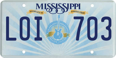 MS license plate LOI703