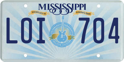 MS license plate LOI704