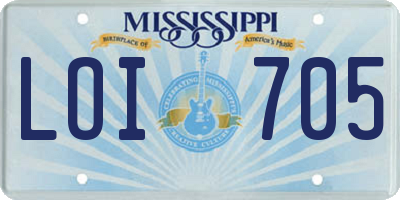 MS license plate LOI705