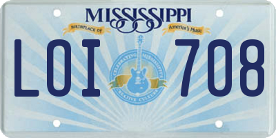 MS license plate LOI708