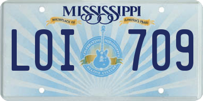 MS license plate LOI709