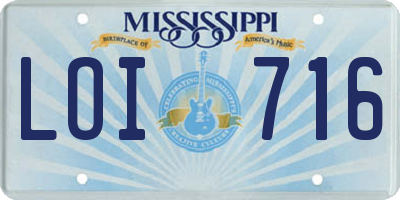 MS license plate LOI716