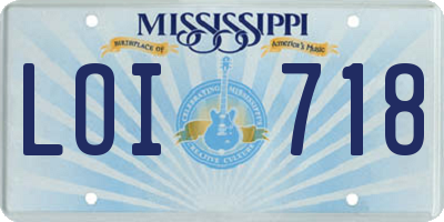 MS license plate LOI718