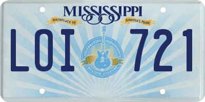MS license plate LOI721