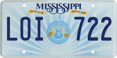 MS license plate LOI722