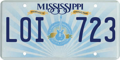 MS license plate LOI723