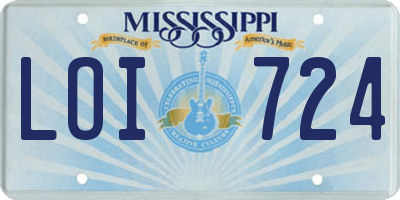 MS license plate LOI724