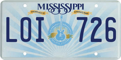 MS license plate LOI726