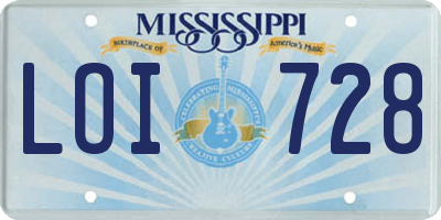 MS license plate LOI728