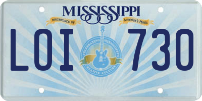 MS license plate LOI730