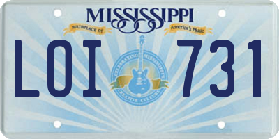 MS license plate LOI731