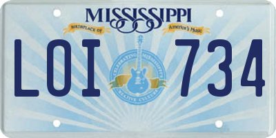MS license plate LOI734