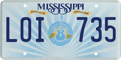 MS license plate LOI735