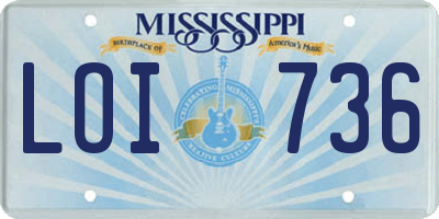 MS license plate LOI736