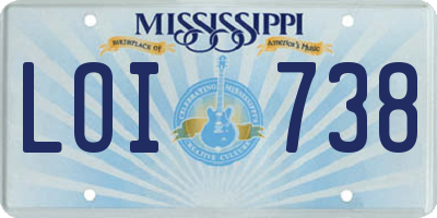MS license plate LOI738