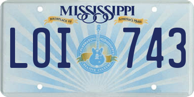 MS license plate LOI743