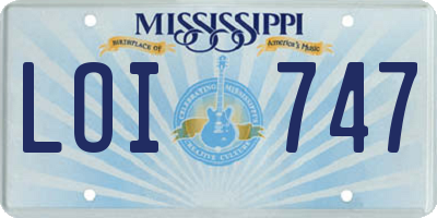 MS license plate LOI747