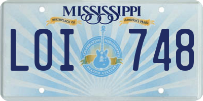 MS license plate LOI748