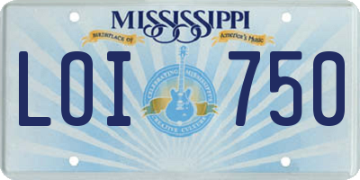 MS license plate LOI750
