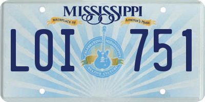 MS license plate LOI751
