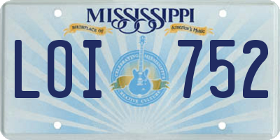 MS license plate LOI752