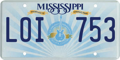 MS license plate LOI753