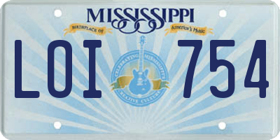 MS license plate LOI754