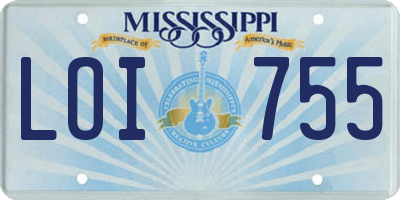 MS license plate LOI755