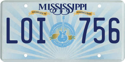 MS license plate LOI756