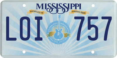 MS license plate LOI757