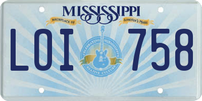 MS license plate LOI758
