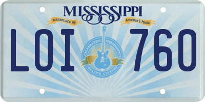 MS license plate LOI760
