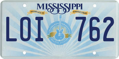 MS license plate LOI762