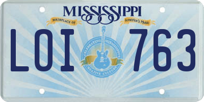MS license plate LOI763