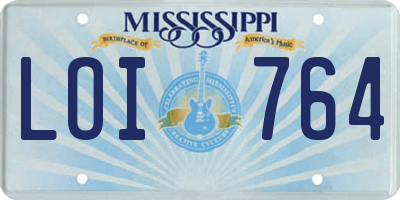 MS license plate LOI764