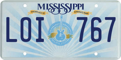 MS license plate LOI767