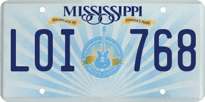 MS license plate LOI768