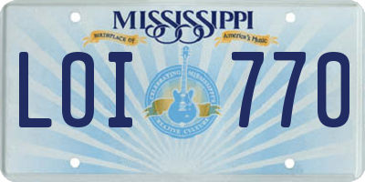 MS license plate LOI770