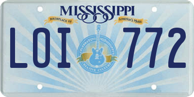 MS license plate LOI772