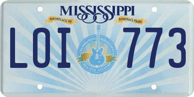 MS license plate LOI773