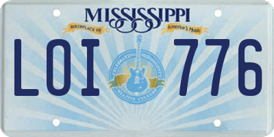 MS license plate LOI776