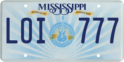 MS license plate LOI777