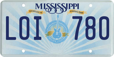 MS license plate LOI780