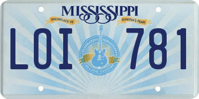 MS license plate LOI781