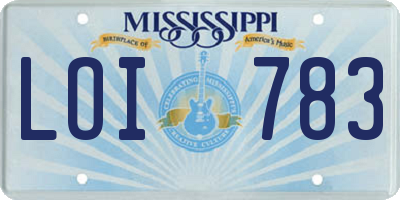MS license plate LOI783