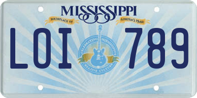 MS license plate LOI789
