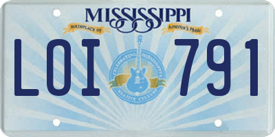 MS license plate LOI791