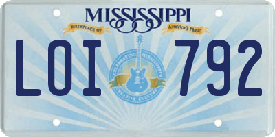 MS license plate LOI792