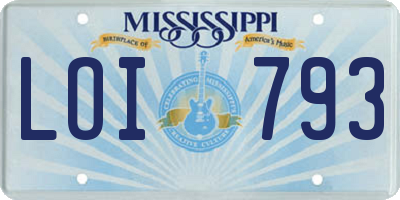 MS license plate LOI793